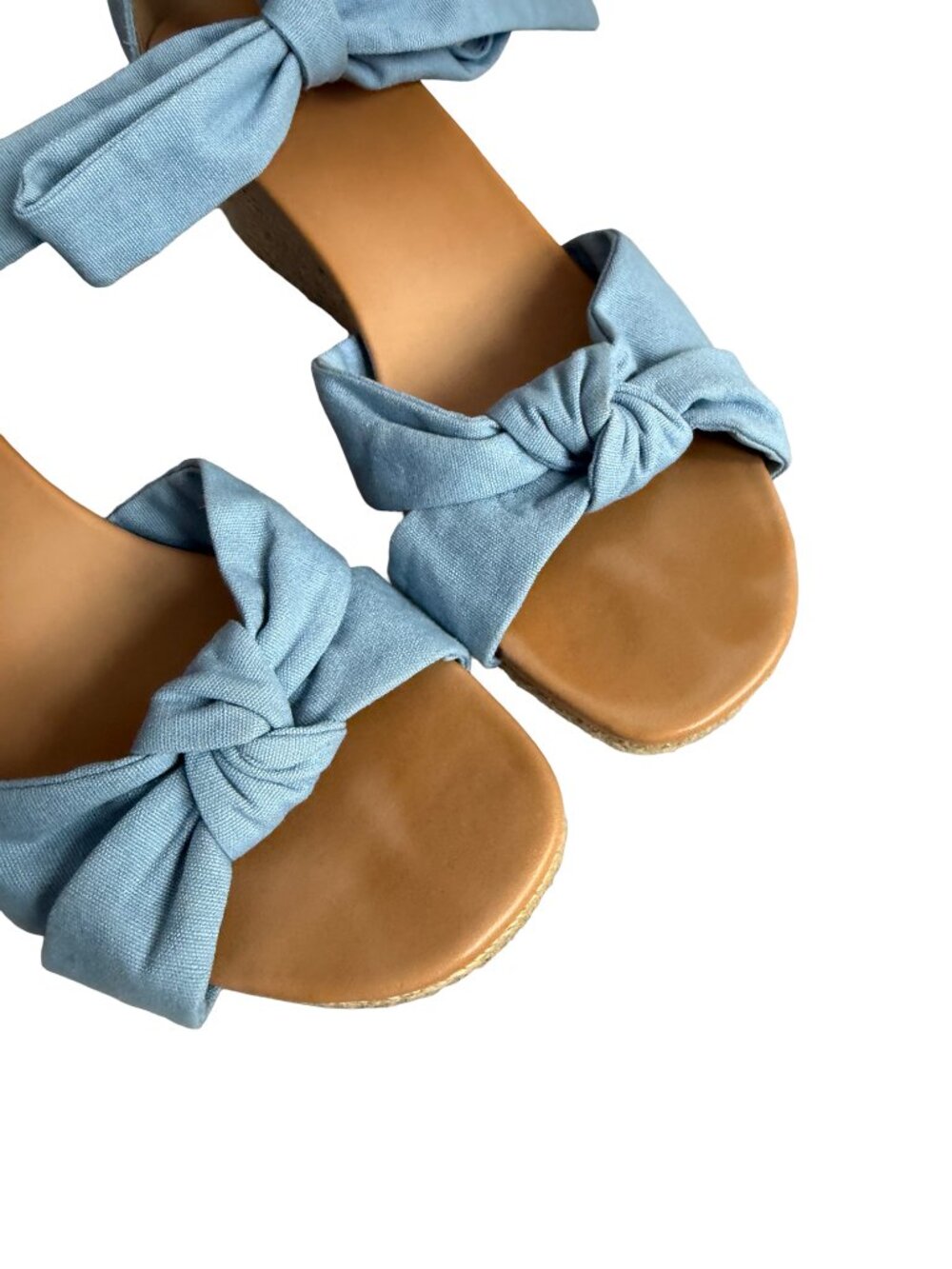 Ugg Yarrow Blue Canvas Espadrille Wedge Tie-Up Sandals Wedges Size 9 Women's - Picture 3 of 14